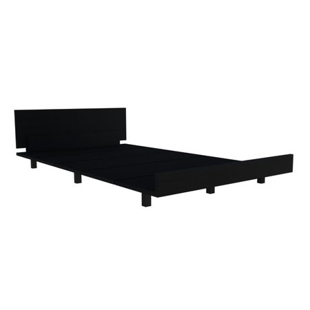 TUHOME Kaia Twin Bed Base, Headboard, Black CLW7974